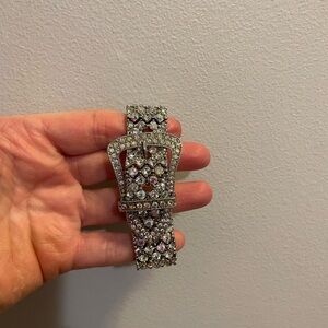 Rhinestone Buckle Stretch Bracelet - Silver Sparkle